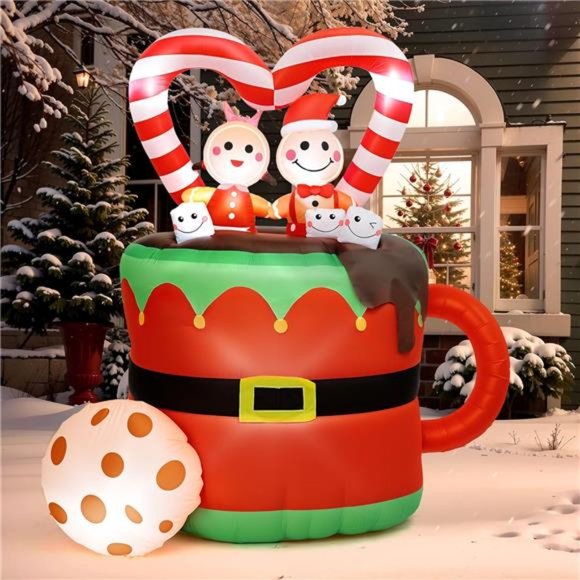 5FT Christmas Inflatables Decor Blow Up Gingerbread Man Woman Couple - Picture 1 of 6